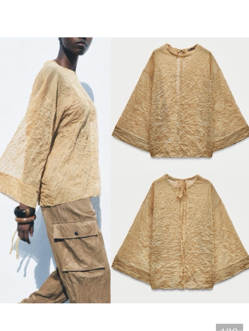 NEW ZARA metallic gold oversized kimono semi sheer flowy top S 
🚨FIRM PRICE